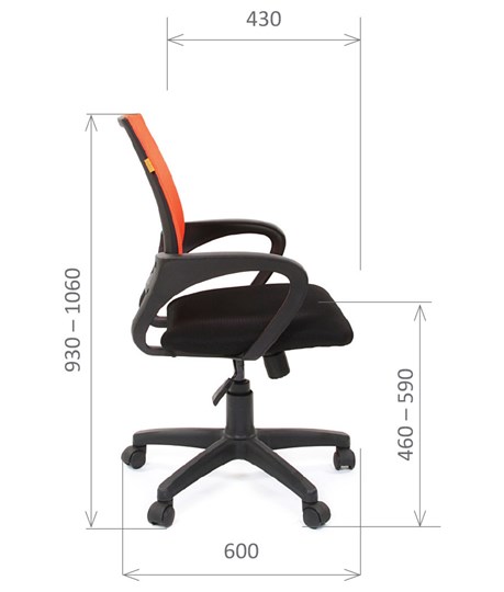 Кресло CHAIRMAN 696 black Сетчатый акрил DW66 оранжевый в Чите - изображение 2