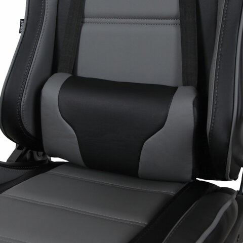 Кресло компьютерное Brabix GT Racer GM-100 (две подушки, экокожа, черное/серое) 531926 в Чите - изображение 7