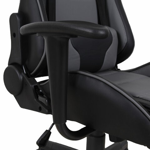 Кресло компьютерное Brabix GT Racer GM-100 (две подушки, экокожа, черное/серое) 531926 в Чите - изображение 9