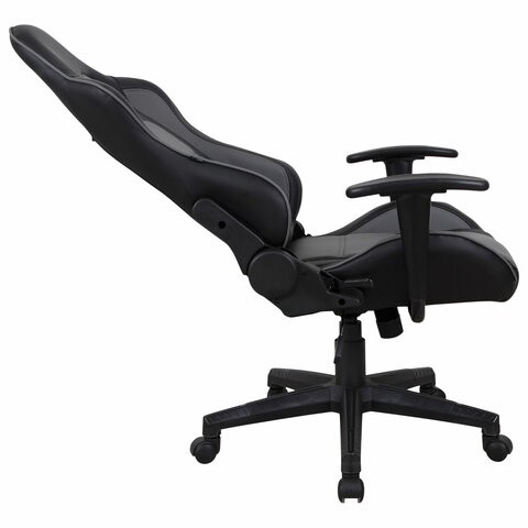 Кресло компьютерное Brabix GT Racer GM-100 (две подушки, экокожа, черное/серое) 531926 в Чите - изображение 4