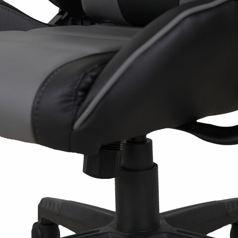 Кресло компьютерное Brabix GT Racer GM-100 (две подушки, экокожа, черное/серое) 531926 в Чите - изображение 10