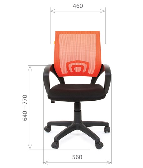Кресло CHAIRMAN 696 black Сетчатый акрил DW66 оранжевый в Чите - изображение 1