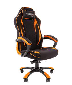 Кресло игровое CHAIRMAN GAME 28 Полиэстер комбинированная ткань оранжевый/черный в Чите