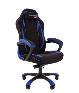 Кресло игровое CHAIRMAN GAME 28 Полиэстер комбинированная ткань синий/черный в Чите - предосмотр