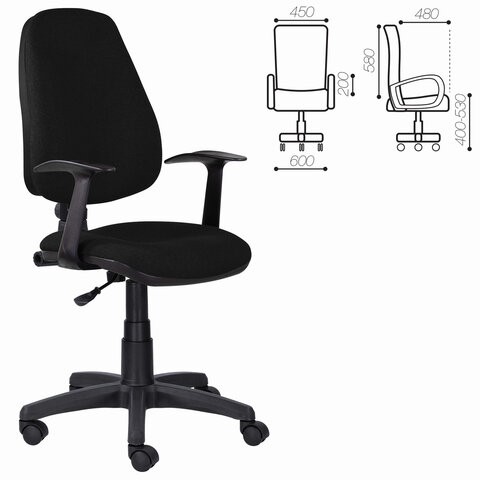 Кресло компьютерное Brabix Comfort MG-321, регулируемая эргономичная спинка, ткань, черное в Чите - изображение 5