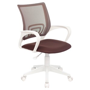 Офисное кресло BRABIX "Fly MG-396W", с подлокотниками, пластик белый, сетка, коричневое, 532398, MG-396W_532398 в Чите