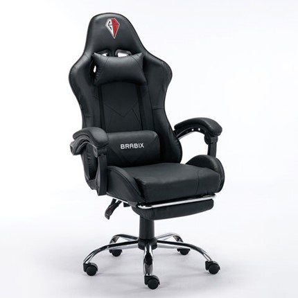 Кресло офисное RABIX "Dexter GM-135", подножка, две подушки, экокожа, черное, 532800 в Чите - изображение