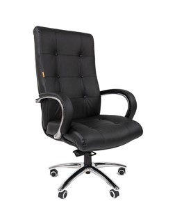 Кресло офисное CHAIRMAN 424 Кожа черная в Чите