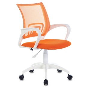 Кресло офисное Brabix Fly MG-396W (с подлокотниками, пластик белый, сетка, оранжевое) 532401 в Чите