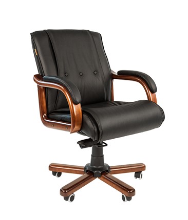 Кресло компьютерное CHAIRMAN 653M кожа черная в Чите - изображение