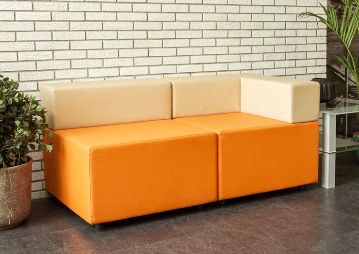 Мягкий офисный диван Октава, 2-х местный, экокожа премиум / черная CN1114 в Чите - изображение 6