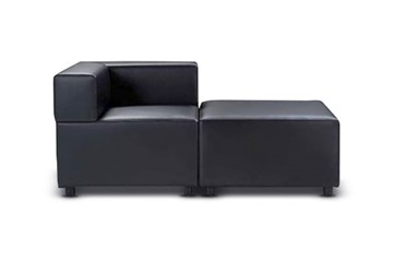 Мягкий офисный диван Октава, 2-х местный, экокожа премиум / черная CN1114 в Чите