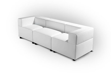 Мягкий офисный диван Октава, 3-х местный, экокожа премиум / светло-бежевая CN1112 в Чите