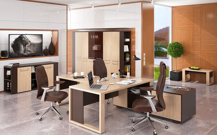 Кабинет руководителя ALTO с высоким шкафом для одежды, низким для документов и журнальным столиком в Чите - изображение 5