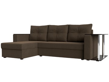 Угловой диван с оттоманкой Атланта Лайт, Коричневый (рогожка) в Чите