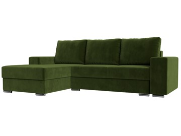 Угловой диван с оттоманкой Дрезден, Зеленый (микровельвет) НПБ в Чите