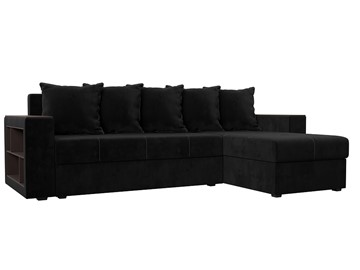 Угловой диван с оттоманкой Дубай Лайт, Черный (велюр) в Чите - предосмотр