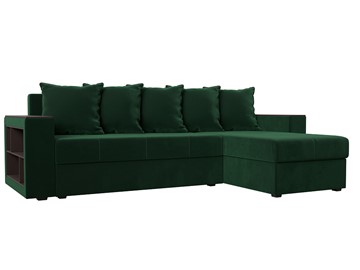 Угловой диван с оттоманкой Дубай Лайт, Зеленый (велюр) в Чите