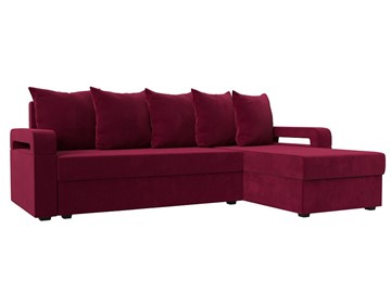 Угловой диван с оттоманкой Гермес Лайт, Бордовый (Микровельвет) в Чите