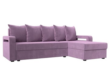 Угловой диван с оттоманкой Гермес Лайт, Сиреневый (Микровельвет) в Чите