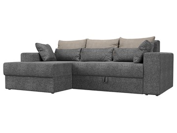 Угловой диван с оттоманкой Майами, Серый/Бежевый/Серый (рогожка) в Чите