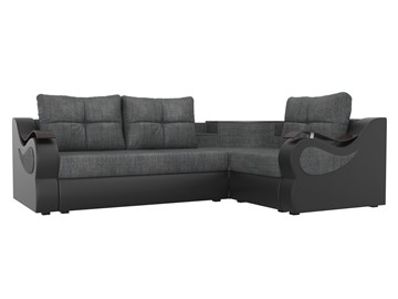 Угловой диван для гостиной Митчелл, Серый/Черный (рогожка/экокожа) в Чите