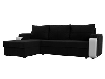 Угловой раскладной диван Николь лайт, Черный/Белый (микровельвет/экокожа) в Чите
