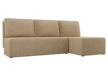 Угловой раскладной диван Поло, Бежевый (микровельвет) в Чите