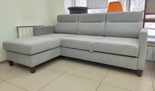Угловой диван с оттоманкой Марсель Luma 13 серый велюр в Чите - изображение