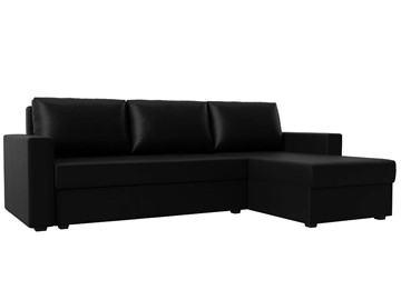 Угловой диван с оттоманкой Траумберг Лайт, Черный (Экокожа) в Чите