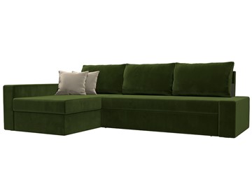 Угловой диван для гостиной Версаль, Зеленый/Бежевый (микровельвет) в Чите