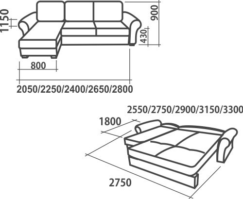 Угловой диван Аккордеон-1, 315 (круглые подлокотники) с коробом в Чите - изображение 1