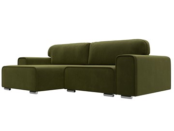 Угловой раскладной диван Лига-029, Зеленый (Микровельвет) в Чите