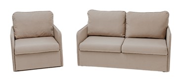 Комплект мебели Амира бежевый диван + кресло в Чите