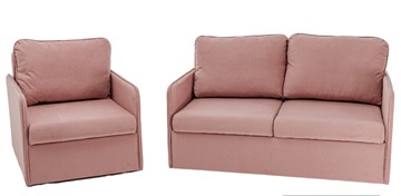 Комплект мебели Амира розовый диван + кресло в Чите
