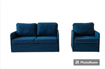 Комплект мебели Амира синий диван + кресло в Чите