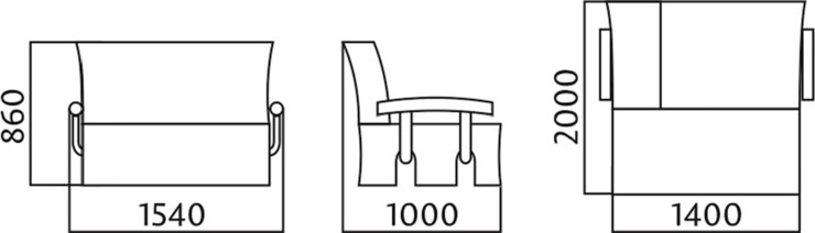 Прямой диван Аккордеон с боковинами, спальное место 1400 в Чите - изображение 4