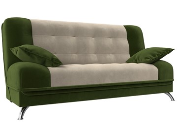 Прямой диван Анна, Бежевый/Зеленый (микровельвет) в Чите