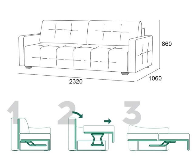Прямой диван Бруно 2 БД в Чите - изображение 6
