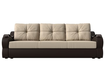 Прямой диван Меркурий еврокнижка, Бежевый/коричневый (экокожа) в Чите - предосмотр 1