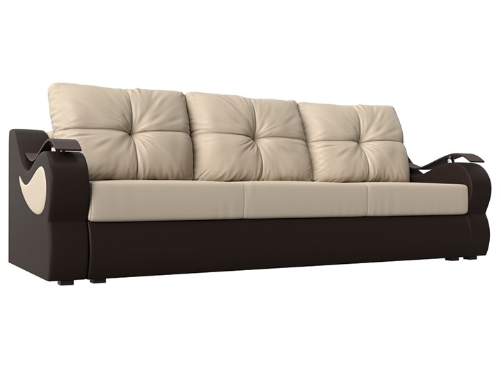 Прямой диван Меркурий еврокнижка, Бежевый/коричневый (экокожа) в Чите - изображение 4