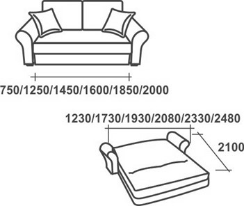 Прямой диван Аккордеон-1, 120 (круглые подлокотники) в Чите - предосмотр 2