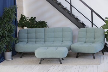Комплект мебели Абри цвет мята кресло + диван + пуф опора металл в Чите - предосмотр