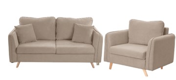 Комплект мебели Бертон бежевый диван+ кресло в Чите