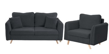 Комплект мебели Бертон графит диван+ кресло в Чите
