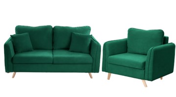 Комплект мебели Бертон изумрудный диван+ кресло в Чите