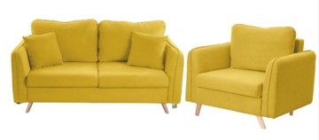 Комплект мебели Бертон желтый диван+ кресло в Чите