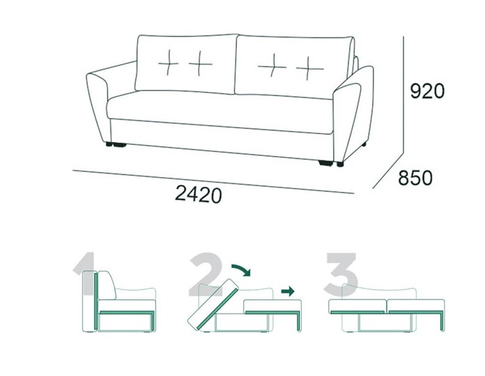 Прямой диван Мальта 1 К БД в Чите - изображение 5