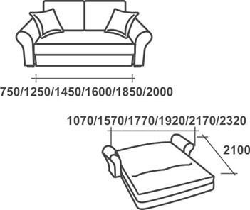 Прямой диван Аккордеон-1, 195 (прямые подлокотники) в Чите - предосмотр 2