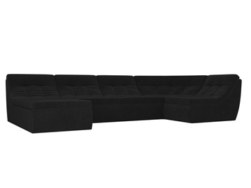 Большой модульный диван Холидей, Черный (велюр) в Чите